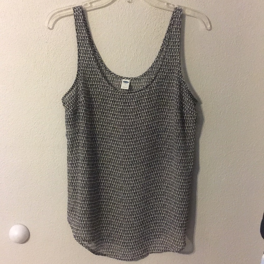 Sheer black and white tank